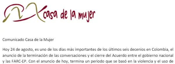 Comunicado Casa de la Mujer