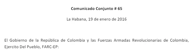 Comunicado Conjunto No. 65
