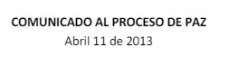 Comunicado al proceso de paz