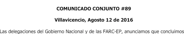 Comunicado conjunto No. 89