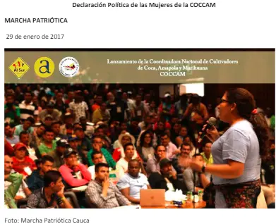 Declaración Política de las Mujeres de la COCCAM