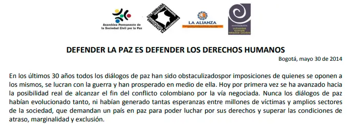 Defender la paz es defender los derechos humanos