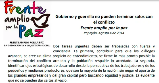 Gobierno y guerrilla no pueden terminar solos con el conflicto