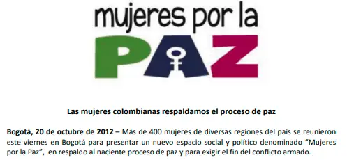 Las mujeres colombianas respaldamos el proceso de paz