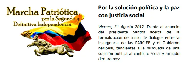 Por la solución política y la paz con justicia social