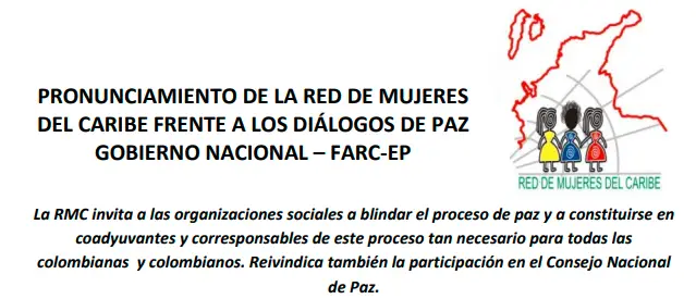 Pronunciamiento de la Red de Mujeres del Caribe frente a los diálogos de paz Gob-FARC
